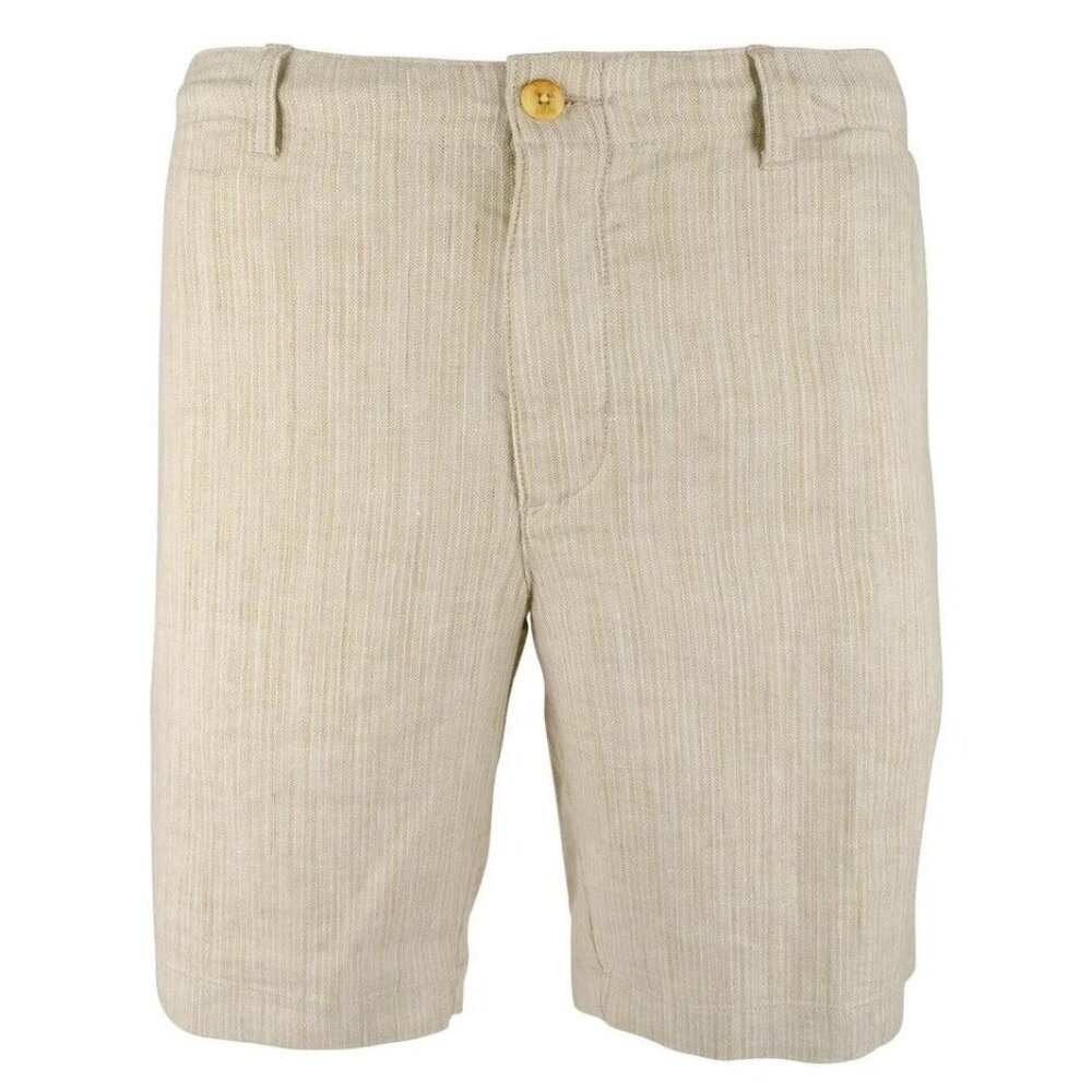 Tommy Bahama Men's Small Stone Khaki Harbor Herringbone 10" Linen Blend Shorts